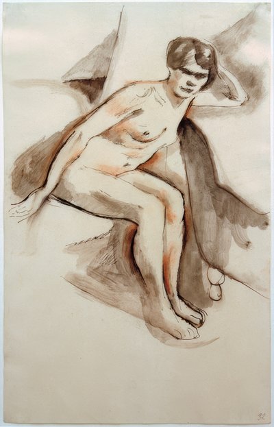 Seated Nude with Bent Torso by Franz Nolken