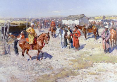 Central Asian Horse Market by Franz Roubaud