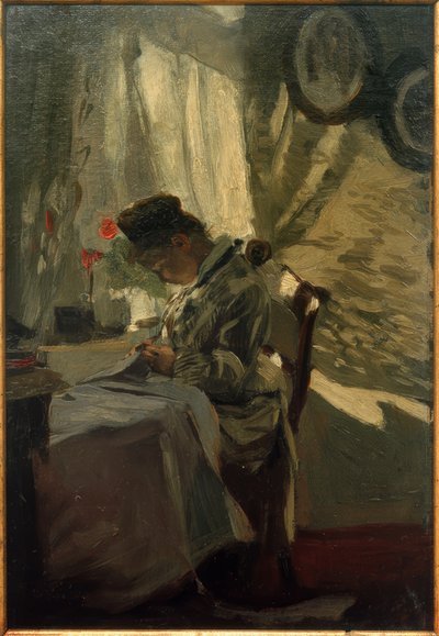 Seamstress at the Window by Franz Skarbina