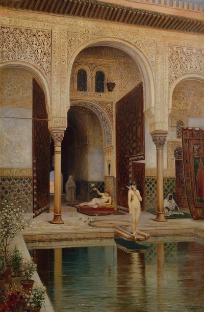The Alhambra Palace Patio in Grenada by Franz Wilhelm Odelmark