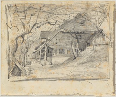 Farmstead under Bare Trees by Franz von Lenbach