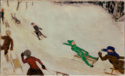 F. v. Stuck, Children Sledding by Franz von Stuck