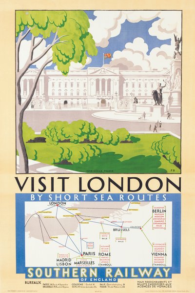 Visit London, poster advertising Southern Railway by Freda Beard