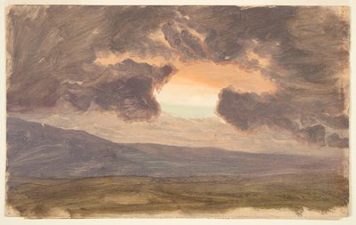 Sunset over bare hills by Frederic Edwin Church