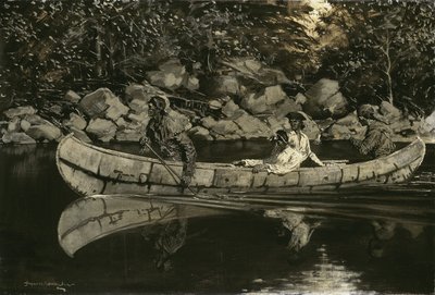 Paddling the Wounded British Officer by Frederic Remington