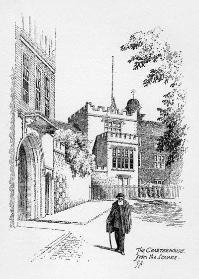 The Charterhouse from the square, London by Frederick Adcock