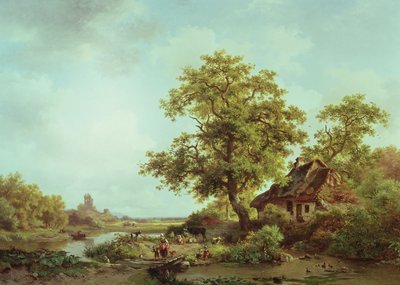 A Wooded Landscape by Frederick Marianus Kruseman
