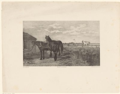 Two Horses Before a Barn by Frederik Hendrik Weissenbruch