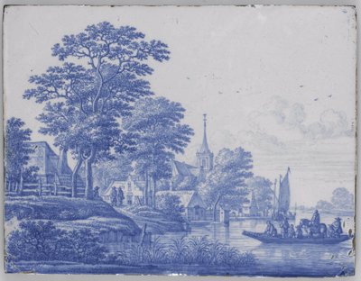 Rectangular plaque with river landscape by Frederik van Frytom (attributed to)