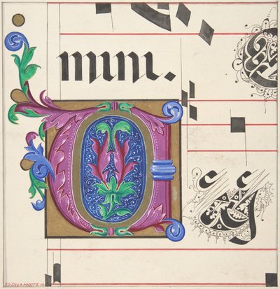 Illuminated Initial from Hymnal by Freeman Gage Delamotte