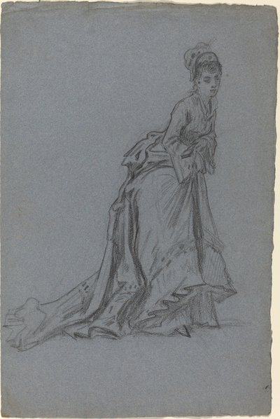 Fashionable Young Woman Stepping Forward by French 19th Century