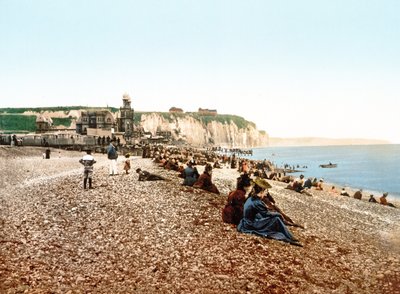 Beach and White Cliffs at Dieppe, 1890-1900 by French Photographer
