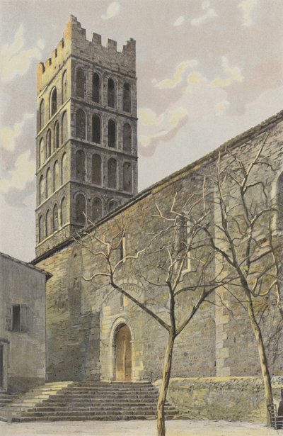 Elne, Church, South Side Facade and Bell Tower by French Photographer