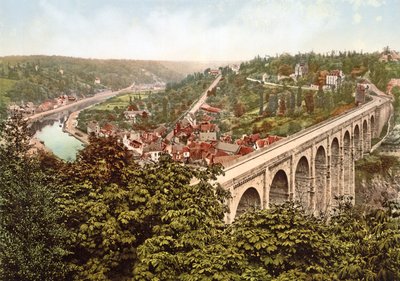 The Viaduct de Lanvallay, Dinan, France, 1890-1900 by French Photographer