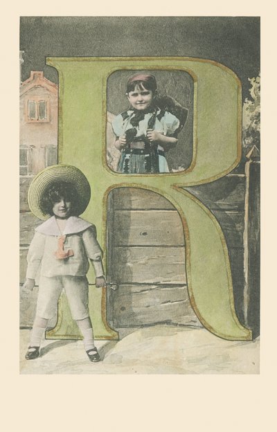 Two kids in costumes by French School