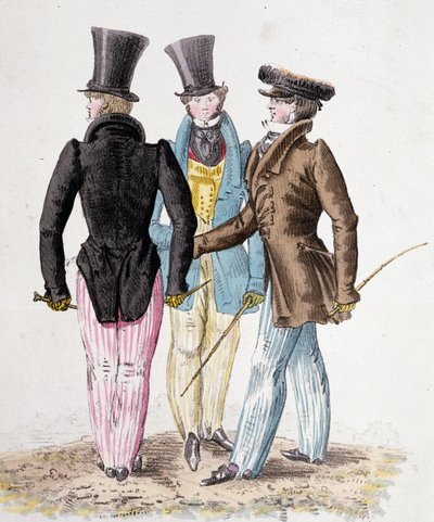 Anglomanians, men in suit - lithograph by French School