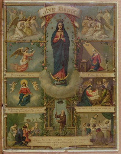 Ave Maria Prayer Card by French School