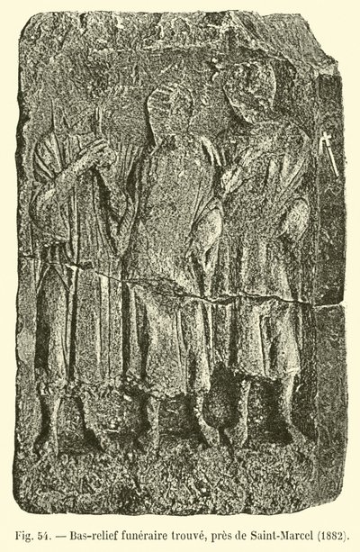 Funerary bas-relief found near Saint-Marcel, 1882 by French School