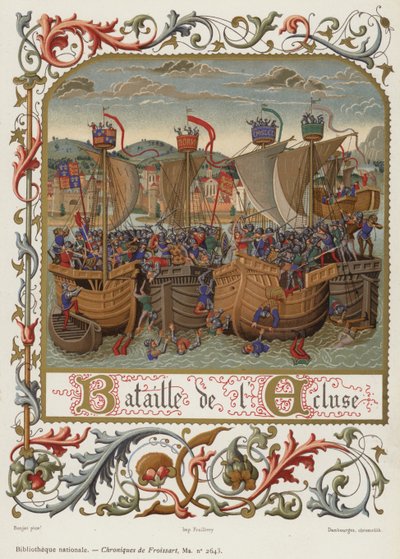 Battle of Sluys (chromolitho) by French School