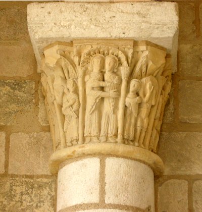 Capital Depicting the Visitation by French School
