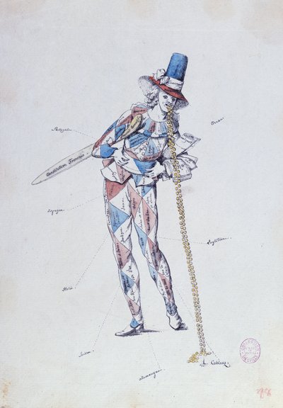 Caricature satirising French aristocratic émigrés, c.1792 by French School