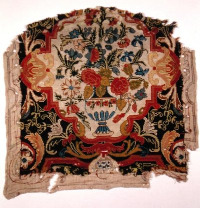 Chairback Depicting a Vase of Flowers by French School