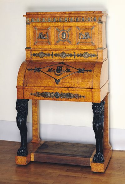 Cylinder front writing desk by French School