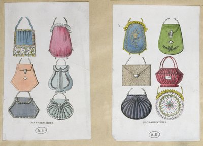 Designs for shoulder bags by French School