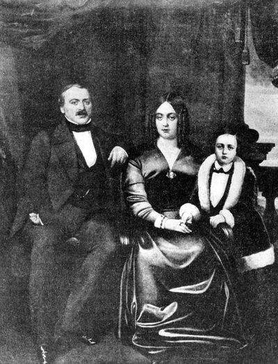 Emile Zola and his parents, c.1846 by French School