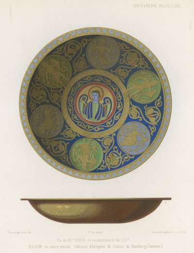 Enamelled Copper Basin by French School