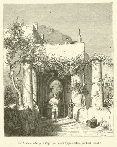 Entrance to an Inn, in Capri (engraving) by French School