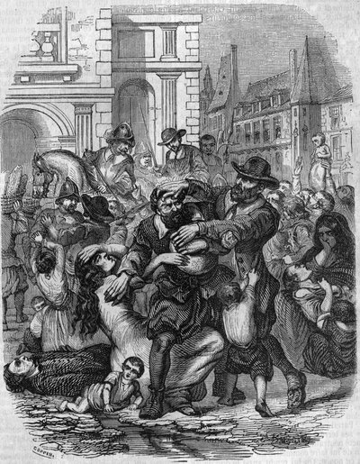 Famine in France in the 16th century. by French School