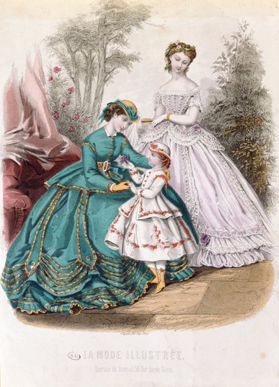 Fashion plate from La Mode Illustrée, 1865 by French School