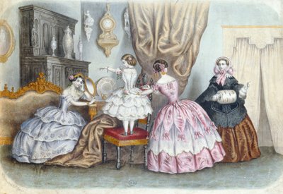 Fashion plate, from La Mode Illustrée, c.1860 by French School