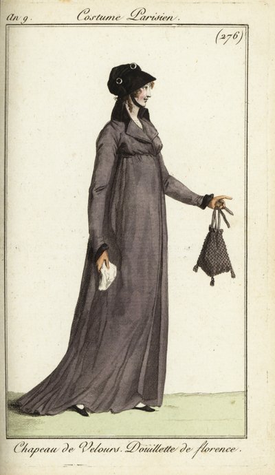 Fashionable woman in Florentine coat by French School