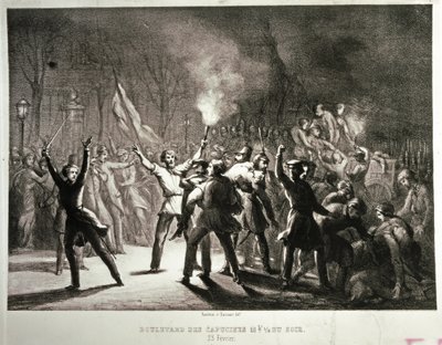 February Revolution 1848 (lithograph) by French School
