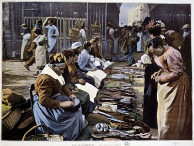 Fish merchants rue Rambuteau (Halles) by French School