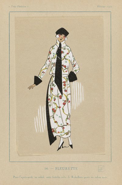 Fleurette, pub. 1922 pochoir print by French School
