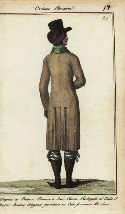Gentleman in long riding coat by French School