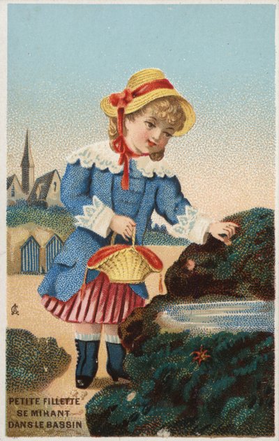 Girl Putting Shellfish into Bucket by French School