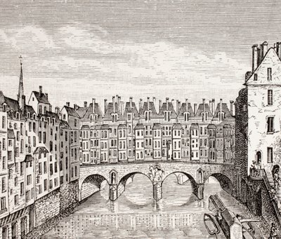 Houses on the Saint-Michel Bridge, Paris by French School