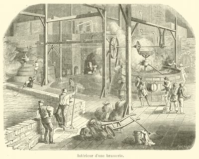 Interior of a Brewery (engraving) by French School