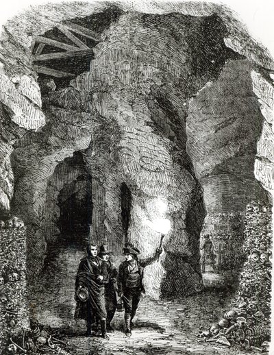 Interior of Catacombs, Paris by French School