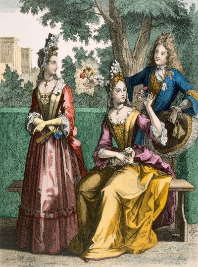 Ladies Formal Day Dresses, 1690 by French School