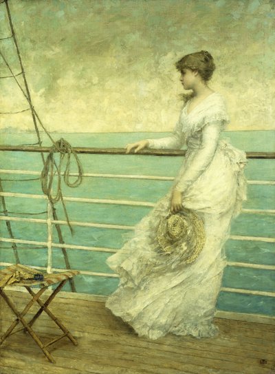 Lady on the Deck of a Ship by French School