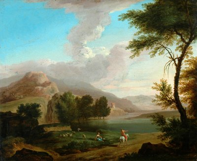 Landscape with Figures by a Lake by French School