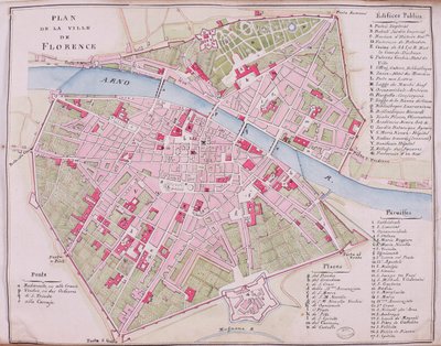 Map of the town of Florence by French School