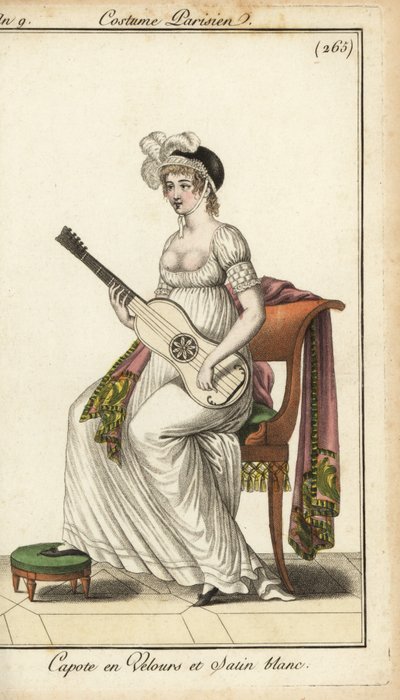 Merveilleuse playing a guitar by French School