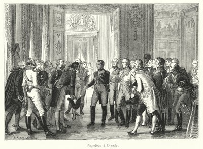 Napoleon in Dresden (engraving) by French School