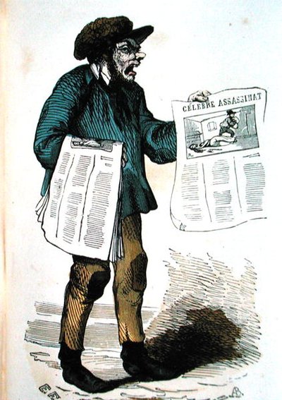 Newspaper Seller by French School